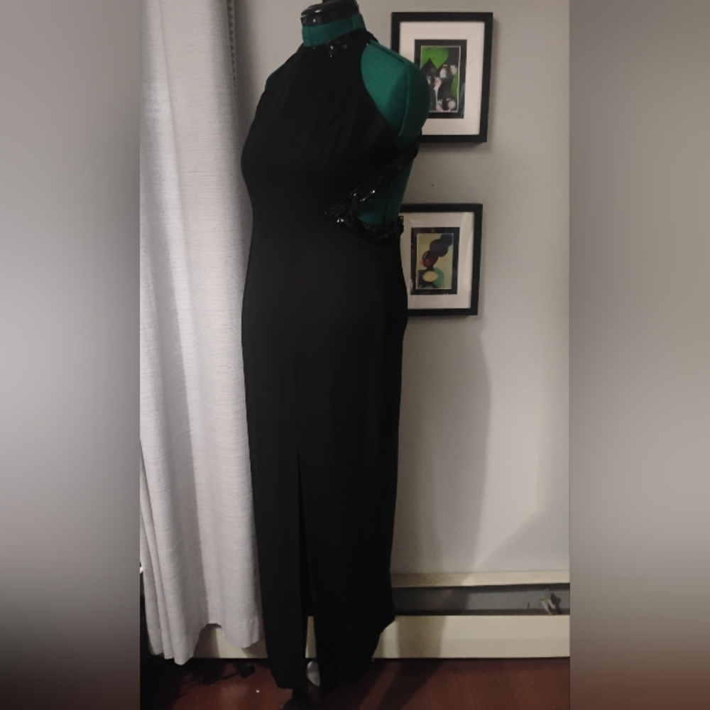 Dave & Johnny Sequin Accent Open Back Black Formal Dress Sz 7 8 - Picture 4 of 14